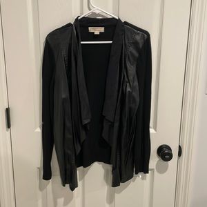 Faux Leather Michael Kors Cardigan- Black, size Large